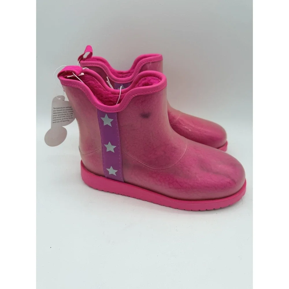 Wonder Nation Snow Boots Shoes Kids Size 10 Pink Pull On Star Fleece Winter